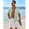 imageCOOFANDY Mens Button Down Short Sleeve Shirt Casual Beach Shirt Summer Vacation Textured ShirtsMint Green