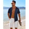 imageCOOFANDY Mens Button Down Short Sleeve Shirt Casual Beach Shirt Summer Vacation Textured ShirtsNavy Blue