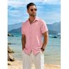 imageCOOFANDY Mens Button Down Short Sleeve Shirt Casual Beach Shirt Summer Vacation Textured ShirtsPink