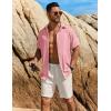 imageCOOFANDY Mens Button Down Short Sleeve Shirt Casual Beach Shirt Summer Vacation Textured ShirtsPink