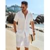 imageCOOFANDY Mens Button Down Short Sleeve Shirt Casual Beach Shirt Summer Vacation Textured ShirtsWhite