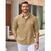 imageCOOFANDY Mens Casual Button Down Shirts Long Sleeve WrinkleFree Shirt Lightweight Shirt JacketKhaki