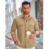 imageCOOFANDY Mens Casual Button Down Shirts Long Sleeve WrinkleFree Shirt Lightweight Shirt JacketKhaki