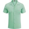 imageCOOFANDY Mens Casual Button Down Shirts Short Sleeve Summer Cuban Vacation Beach ShirtsLight Army Green