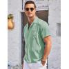 imageCOOFANDY Mens Casual Button Down Shirts Short Sleeve Summer Cuban Vacation Beach ShirtsLight Army Green