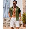 imageCOOFANDY Mens Casual Button Down Shirts Short Sleeve Textured Summer Beach ShirtsArmy Green