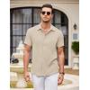 imageCOOFANDY Mens Casual Button Down Shirts Short Sleeve Textured Summer Beach ShirtsBeige