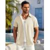 imageCOOFANDY Mens Casual Button Down Shirts Short Sleeve Textured Summer Beach ShirtsBeige