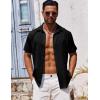 imageCOOFANDY Mens Casual Button Down Shirts Short Sleeve Textured Summer Beach ShirtsBlack