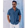 imageCOOFANDY Mens Casual Button Down Shirts Short Sleeve Textured Summer Beach ShirtsDark Blue