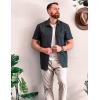 imageCOOFANDY Mens Casual Button Down Shirts Short Sleeve Textured Summer Beach ShirtsDark Gray