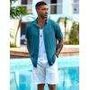 imageCOOFANDY Mens Casual Button Down Shirts Short Sleeve Textured Summer Beach ShirtsLake Blue