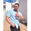 imageCOOFANDY Mens Casual Button Down Shirts Short Sleeve Textured Summer Beach ShirtsLight Blue