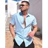 imageCOOFANDY Mens Casual Button Down Shirts Short Sleeve Textured Summer Beach ShirtsLight Blue