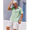 imageCOOFANDY Mens Casual Button Down Shirts Short Sleeve Textured Summer Beach ShirtsLight Green