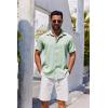 imageCOOFANDY Mens Casual Button Down Shirts Short Sleeve Textured Summer Beach ShirtsLight Green