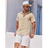 imageCOOFANDY Mens Casual Button Down Shirts Short Sleeve Textured Summer Beach ShirtsLight Khaki