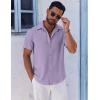 imageCOOFANDY Mens Casual Button Down Shirts Short Sleeve Textured Summer Beach ShirtsLight Purple