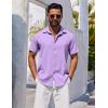 imageCOOFANDY Mens Casual Button Down Shirts Short Sleeve Textured Summer Beach ShirtsLight Purple