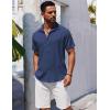 imageCOOFANDY Mens Casual Button Down Shirts Short Sleeve Textured Summer Beach ShirtsNavy Blue