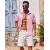 imageCOOFANDY Mens Casual Button Down Shirts Short Sleeve Textured Summer Beach ShirtsPink