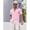 imageCOOFANDY Mens Casual Button Down Shirts Short Sleeve Textured Summer Beach ShirtsPink