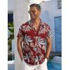 imageCOOFANDY Mens Casual Button Down Shirts Short Sleeve Textured Summer Beach ShirtsRed  Tropical Leaf