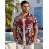 imageCOOFANDY Mens Casual Button Down Shirts Short Sleeve Textured Summer Beach ShirtsRed  Tropical Leaf