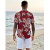 imageCOOFANDY Mens Casual Button Down Shirts Short Sleeve Textured Summer Beach ShirtsRed  Tropical Leaf