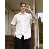 imageCOOFANDY Mens Casual Button Down Shirts Short Sleeve Textured Summer Beach ShirtsWhite