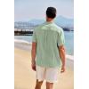 imageCOOFANDY Mens Casual Henley Shirt Band Collar Short Sleeve Shirt Summer Beach Hippie ShirtLight Green