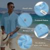 imageCOOFANDY Mens Casual Henley Shirts Long Sleeve Band Collar Lightweight Beach Shirts Summer TShirtsDenim Blue