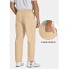 imageCOOFANDY Mens Casual Pants Classic Fit Flat Front Pants Lightweight Elastic Waist Golf Trousers with PocketsLight Khaki