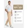 imageCOOFANDY Mens Casual Pants Classic Fit Flat Front Pants Lightweight Elastic Waist Golf Trousers with PocketsLight Khaki