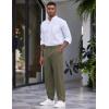 imageCOOFANDY Mens Casual Pants Relaxed Fit Flat Front Expandable Waist Chino Slack TrousersDeep Green