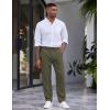 imageCOOFANDY Mens Casual Pants Relaxed Fit Flat Front Expandable Waist Chino Slack TrousersDeep Green