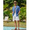 imageCOOFANDY Mens Casual Short Sleeve Button Down Shirts Cuban Linen Textured Shirt Summer Beach WearDenim Blue