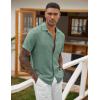 imageCOOFANDY Mens Casual Short Sleeve Button Down Shirts Cuban Linen Textured Shirt Summer Beach WearGrey Green