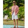 imageCOOFANDY Mens Casual Short Sleeve Button Down Shirts Cuban Linen Textured Shirt Summer Beach WearPink