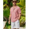 imageCOOFANDY Mens Casual Short Sleeve Button Down Shirts Cuban Linen Textured Shirt Summer Beach WearPink