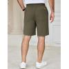 imageCOOFANDY Mens Casual Shorts Cotton Elastic Waist Drawstring Shorts Lightweight Summer Beach ShortsDark Green