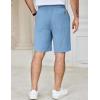 imageCOOFANDY Mens Casual Shorts Cotton Elastic Waist Drawstring Shorts Lightweight Summer Beach ShortsLight Blue