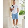 imageCOOFANDY Mens Casual Shorts Cotton Elastic Waist Drawstring Shorts Lightweight Summer Beach ShortsLight Blue