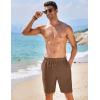 imageCOOFANDY Mens Casual Shorts Elastic Waist Drawstring Textured Summer Beach ShortBrown