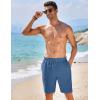 imageCOOFANDY Mens Casual Shorts Elastic Waist Drawstring Textured Summer Beach ShortNavy