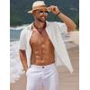 imageCOOFANDY Mens Casual Summer Beach Shirt Short Sleeve Button Down Shirt Vacation Wedding Shirt Linen Textured ShirtsAwhite