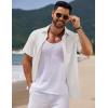 imageCOOFANDY Mens Casual Summer Beach Shirt Short Sleeve Button Down Shirt Vacation Wedding Shirt Linen Textured ShirtsAwhite