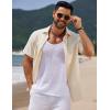 imageCOOFANDY Mens Casual Summer Beach Shirt Short Sleeve Button Down Shirt Vacation Wedding Shirt Linen Textured ShirtsBeige