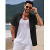 imageCOOFANDY Mens Casual Summer Beach Shirt Short Sleeve Button Down Shirt Vacation Wedding Shirt Linen Textured ShirtsBlack
