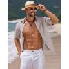 imageCOOFANDY Mens Casual Summer Beach Shirt Short Sleeve Button Down Shirt Vacation Wedding Shirt Linen Textured ShirtsChampagne
